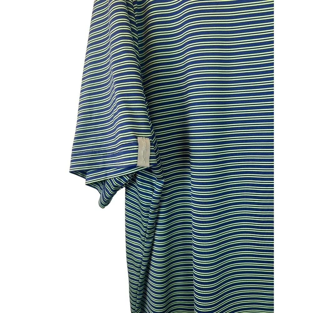 RLX Ralph Lauren Men's Blue / Green Stripe Performance Golf Polo Shirt Size XL